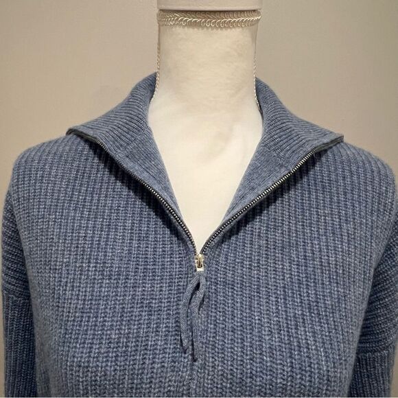 NWT Revolve One Grey Day women's cashmere quarter zip sweater size large - Picture 6 of 9